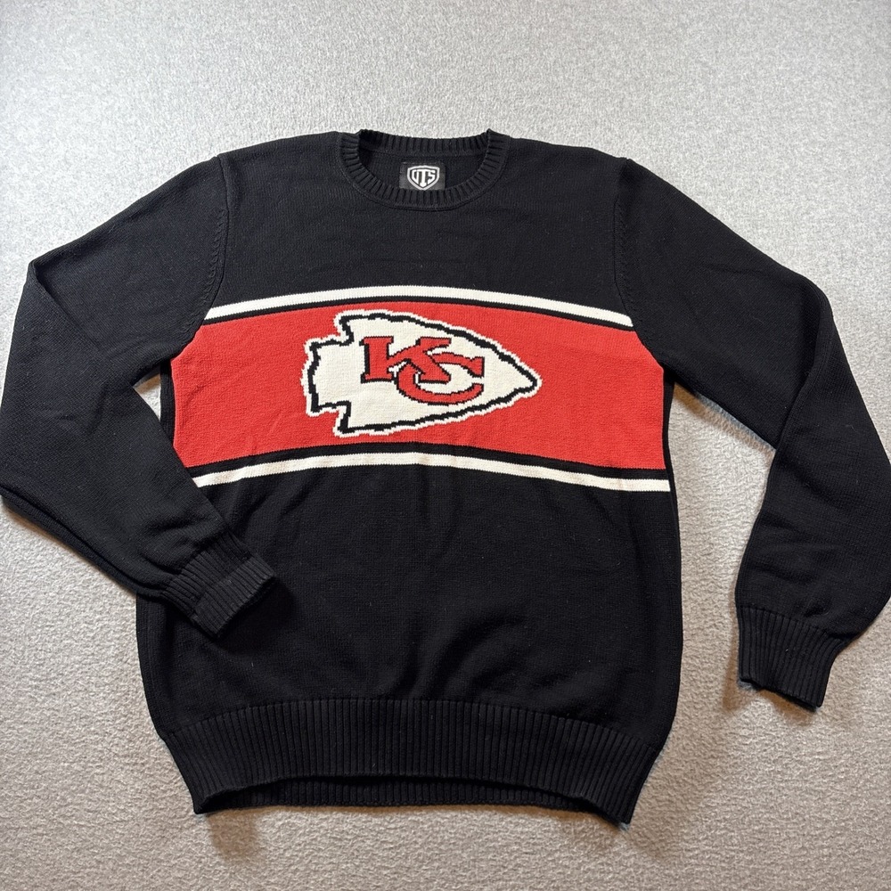 OTS Kansas City Chiefs Football Sweater MENS Size 2XL Black Red White NFL